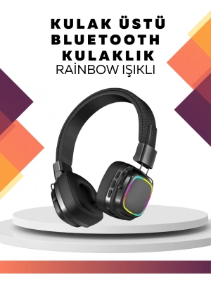 Kablosuz RGB Işıklı Katlanabilir Bluetooth Kulak Üstü Kulaklık