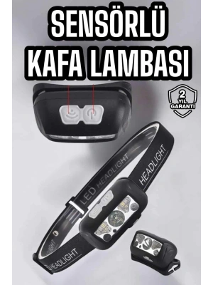 Kafa Lambası Kamp Lambası Sensörlü Şarjlı Ayarlanabilir