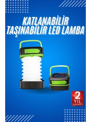 Kamp Lambası Katlanabilir Lamba Solar Şarjlı Led Lamba El Fenerli
