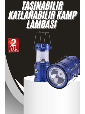 Kamp Lambası Solar Şarjlı Kızaklı Kamp Feneri Led Lamba Işıldak