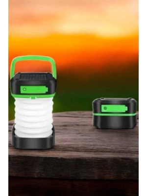 Katlanabilir Kamp Lambası Solar Fener Görünümlü 3 Kademeli Şarjlı