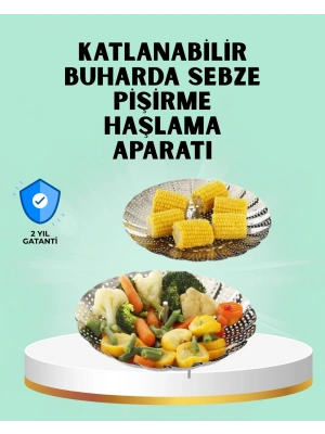 katlanabilir Paslanmaz Buharda Sebze Pişirme Sepeti