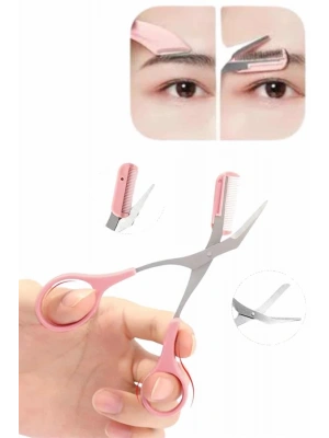 Kavisli Kaş Kirpik Düzeltici Bıyık Alma Taraklı Kaş Makası Yüz Bakım Seti Makas