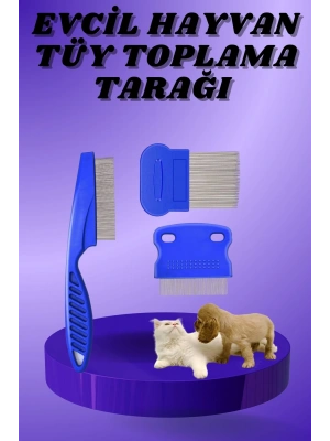 Kedi Köpek Tüy Bit Pire Toplayıcı Toplama Temizleme Tarağı Tarak Seti 4lü Set