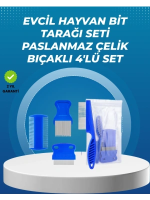 Kedi, Köpek ve Küçük Hayvanlar İçin 4 Parça Ergonomik Tarak Takımı