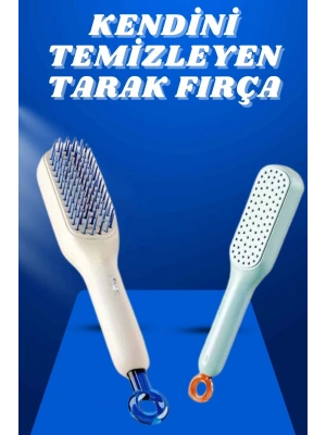 Kendi Kendini Temizleyen Otomatik Tuşlu Saç Tarağı Dolaşık Açıcı Masaj Fırçası Silikon Fırça