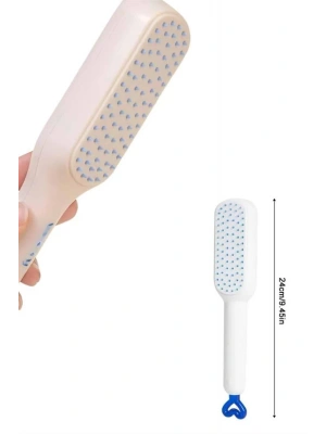 Kendi Kendini Temizleyen Otomatik Tuşlu Saç Tarağı Dolaşık Açıcı Masaj Fırçası Silikon Fırça