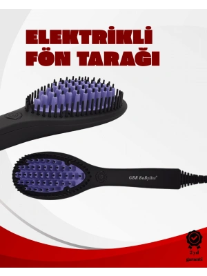 Keramik Isıtıcılı Elektrikli Saç Düzleştirme Fırçası – 360° Kablo