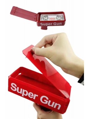 Kırmızı Parti Oyuncağı Para Saçma Fırlatma Tabancası Makinesi Super Money