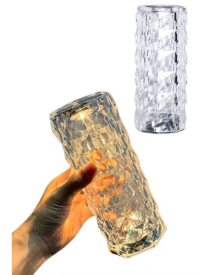 Kristal Lamba Masa Lambası Şarjlı Masa Lambası Dokunmatik Sensör Usb Şarjlı