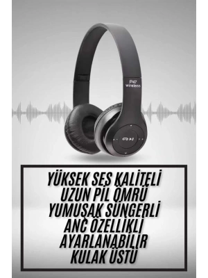 Kulak Üstü Bluetooth Kulaklık Yüksek Ses Kaliteli Ayarlanabilir