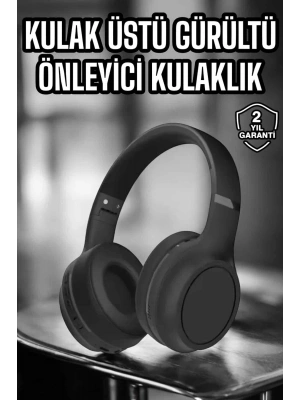 Kulak Üstü Kablosuz Bluetooth Kulaklık Gürültü Önleyici Ayarlanabilir