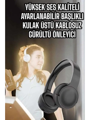 Kulak Üstü Kablosuz Bluetooth Kulaklık Gürültü Önleyici Uzun Şarj Süreli