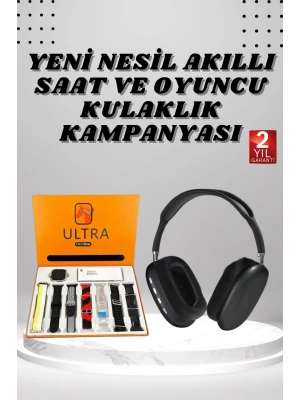 Kulak Üstü Kulaklık Pro9 ve Yeni Nesil Akıllı Saat Android ve İOS Uyumlu ANC Özelliği