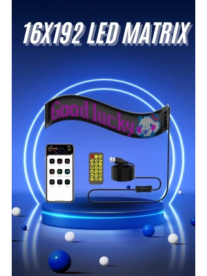 Kumandalı App Kontrollü LED Ekran 16X192 Led Matrix Araç Camı Yazısı
