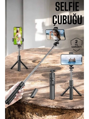 Kumandalı Tripod Telefon Tutucu Selfie Çubuğu 360 Derece Dönebilen