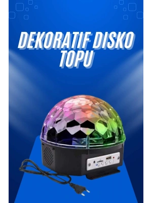 Küre Disko Topu Müzik Çalar Renkli Lazer Işıklı Bluetooth Disko Parti Işığı Kumandalı