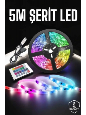 Led Işık 5 Metre Şerit Led RGB Işıklı