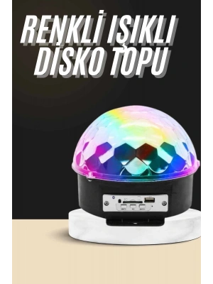 Led Işık Disko Topu Bluetooth Hoparlörlü USB Müzik Çalar Kumandalı