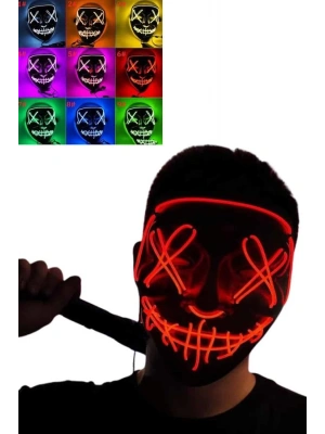 Led Işıklı Neon Maske Cadılar Bayramı Maskesi Korkunç Korku Maskesi