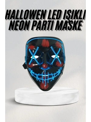 Led Işıklı Neon Maske Cadılar Bayramı Maskesi Korkunç Korku Maskesi