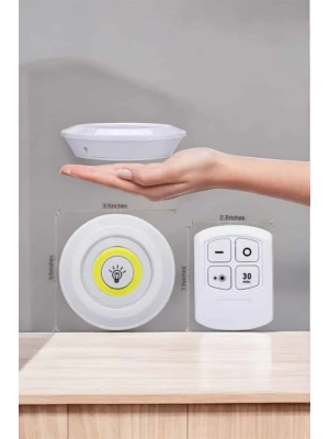 Led Lamba 3lü Uzaktan Kumandalı Yapışkanlı Beyaz Işık