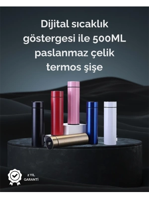 LED Sıcaklık Ölçerli 500ml Yalıtımlı Termos Şişe