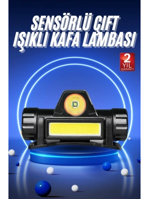 Ledli Şarjlı Kafa Lambası LED Şarjlı Su Geçirmez Kafa Feneri