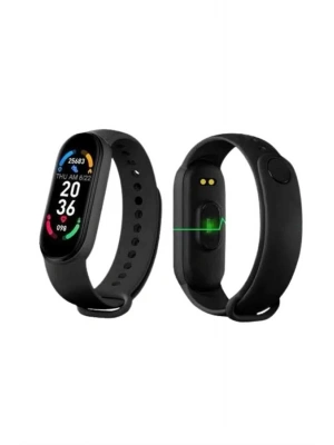 M6 Akıllı Bileklik Siyah Adımsayar Spor Takibi Android ve İOS Uyumlu
