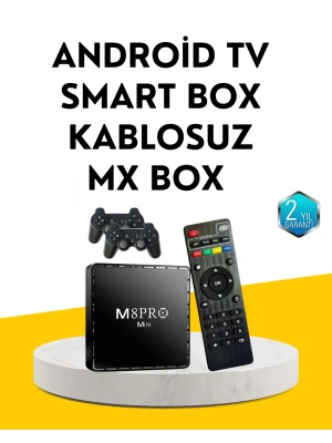 M8Pro Android TV Box ve Retro Oyun Konsolu – 10K Ultra HD Görüntü