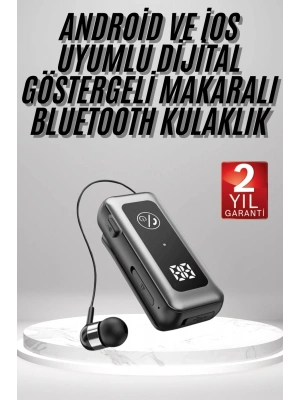 Makaralı Kulaklık SD Kart Girişli Dijital Göstergeli Kablolu Bluetooth Kulaklık