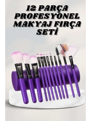Makyaj Fırçası 12 Parça Set Yumuşak Uçlu Göz Makyajına Uygun Hafif ve Taşınabilir Çanta