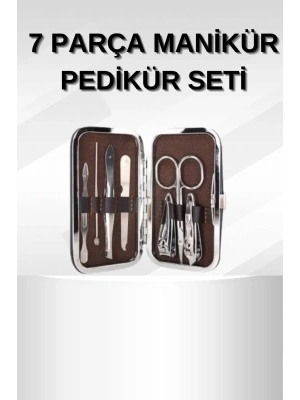 Manikür Pedikür Seti 7 Parça Tırnak Makası Kaş Makası Cımbız Çantalı