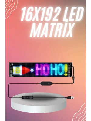 Matrix Led 16x192 Cama Yapışan Telefon Kontrollü Panel Dijital Ekran Kumandalı