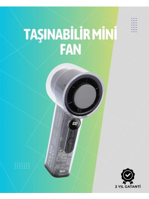 Mini El Fanı | 3000mAh Pil | Type-C Şarj Girişi | Kompakt ve Hafif Tasarım