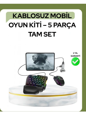 Mobil PUBG Oyuncuları İçin 5in1 Klavye Mouse Oyun Seti – BT5.3 Destekli