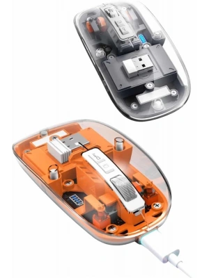 Mouse Fare Kablosuz Mouse Fare Şarjlı Bluetooth Sessiz 5 Tuşlu Şeffaf