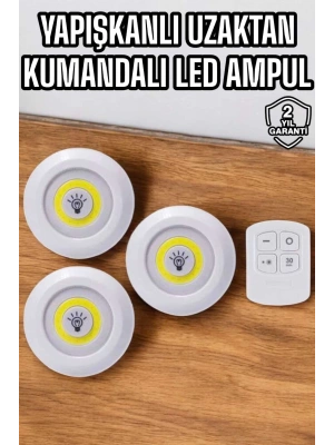 Mutfak Dolap Altı Işığı Uzaktan Kumandalı Yapışkanlı Kablosuz Pilli