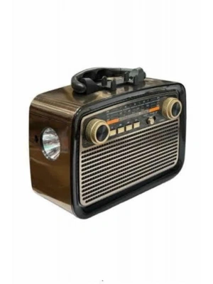 Nostalji Radyo Bluetooth Hoparlör USB-SD Kart Giriş Led Fener Işıklı Bataryalı Pilli