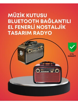 Nostaljik Radyo Görünümlü Bluetooth Hoparlör – FM/AM Yayın, Kablosuz Bağlantı, Şarj Edilebilir