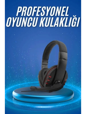 Oyuncu Kulaklığı Kulak Üstü Kablolu Stereo Mikrofonlu Yumuşak Kulak Yastığı