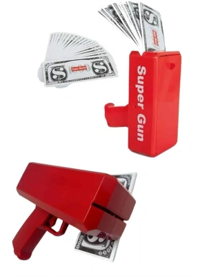 Para Saçma Tabancası Kırmızı Para Fırlatma Oyuncağı Parti Eğlencesi