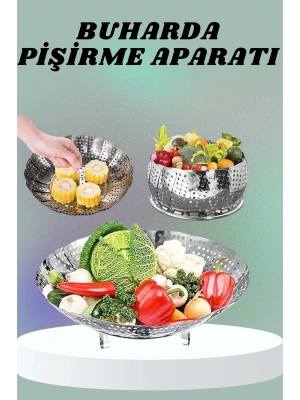 Paslanmaz Çelik Buharda Sebze Pişirme Haşlama Aparatı Buharlı Pişirici