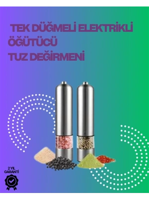 Paslanmaz Çelik Otomatik Baharat Öğütücü Pille Çalışan Tek Tuşlu Kullanım