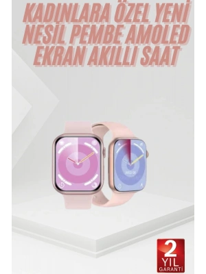 Pembe Akıllı Saat 49mm iOS & Android Uyumlu Arama Özellikli