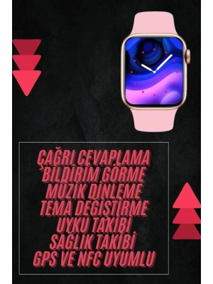Pembe Akıllı Saat 49mm iOS & Android Uyumlu Arama Özellikli