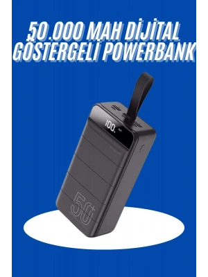 Powerbank 50.000 Mah Dijital Göstergeli Taşınabilir 4 Portlu Hızlı Powerbank
