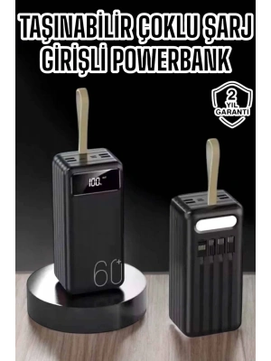Powerbank 60.000 MAH 4 Portlu Uzun Şarj Süreli Dijital Göstergeli