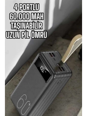 Powerbank 60.000 MAH Dijital Göstergeli 4 Portlu Taşınabilir