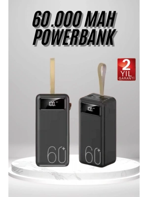 Powerbank 60.000 Mah Taşınabilir Şarj Hızlı El Fenerli Dijital Göstergeli